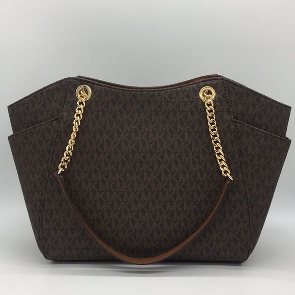 MICHAEL KORS LG CHAIN SHLDR TOTE BROWN 35F8GTVE7B NWT - Picture 6 of 16
